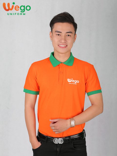 Áo thun đồng thun phông phục côn ty Wego màu cam
