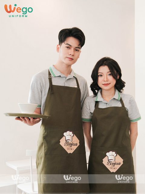Tạp dề đồng phục tiệm bánh Bonjour Reso-02 Tạp dề đồng phục tiệm bánh bền đẹp