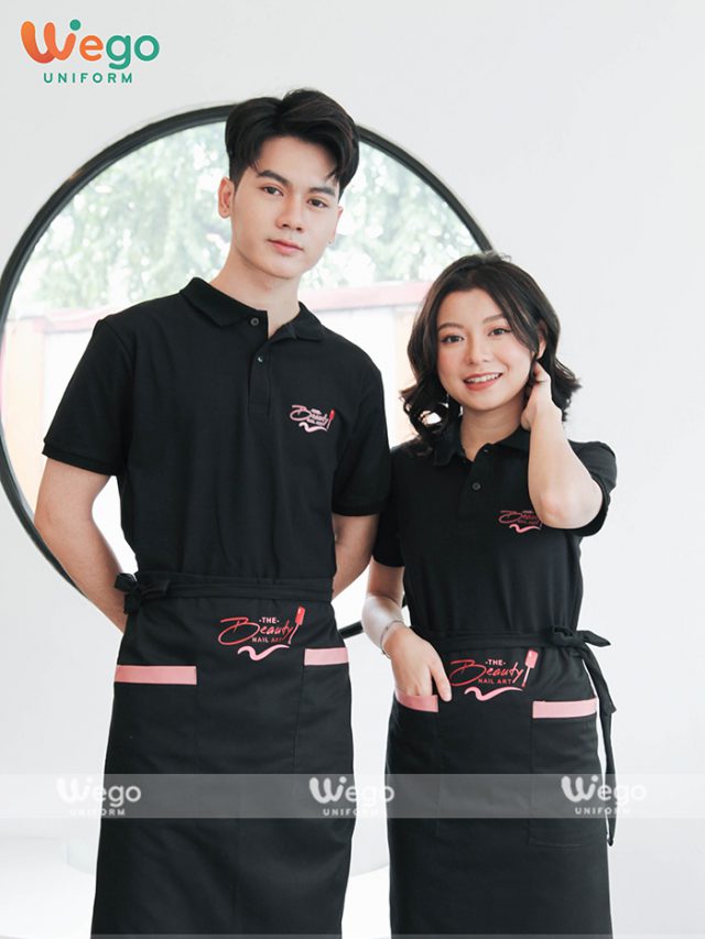 Tạp dề đồng phục tiệm Nail sang trọng.