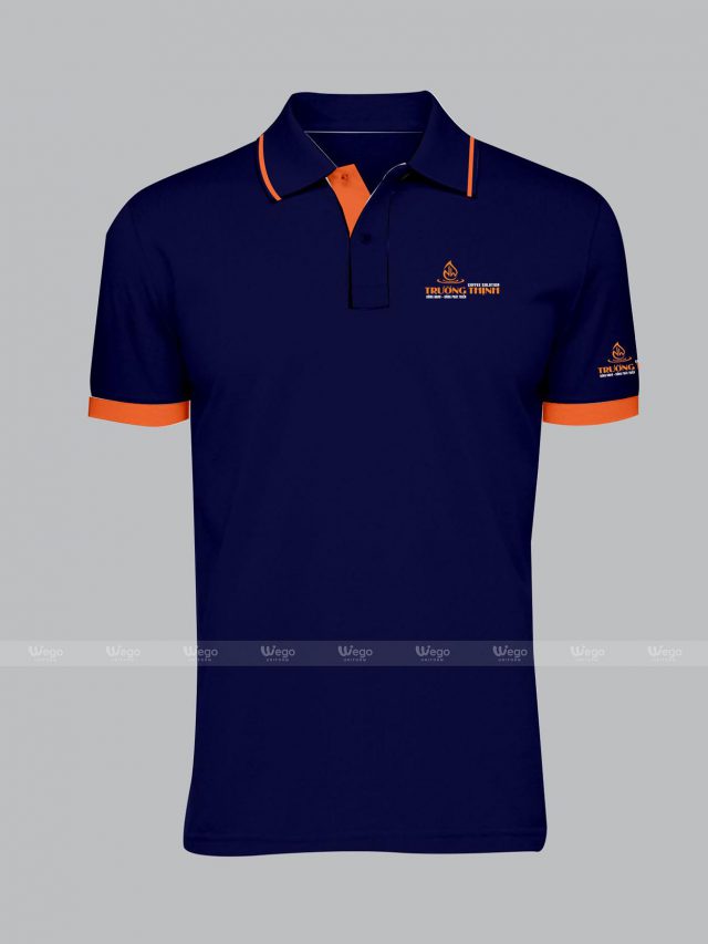 áo polo đồng phục đen cam