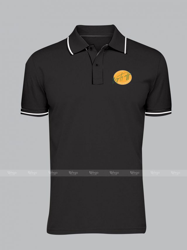 polo đồng phục đen kẻ trắng