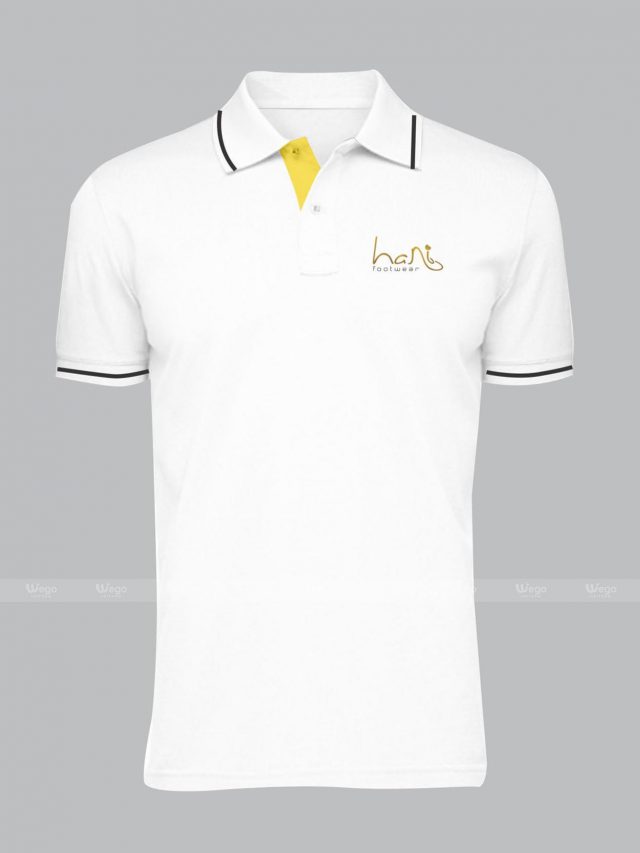 áo phông đồng phục trắng vàng