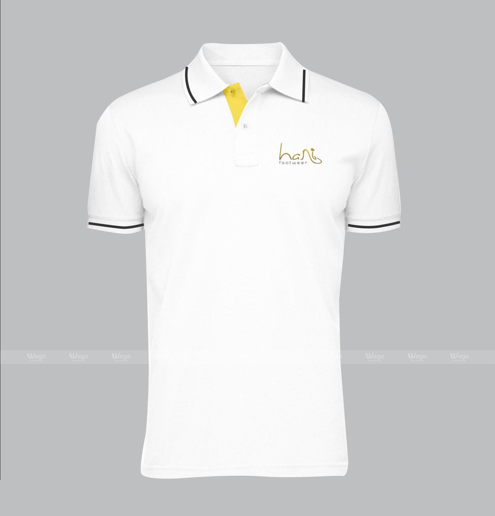 áo phông đồng phục trắng vàng