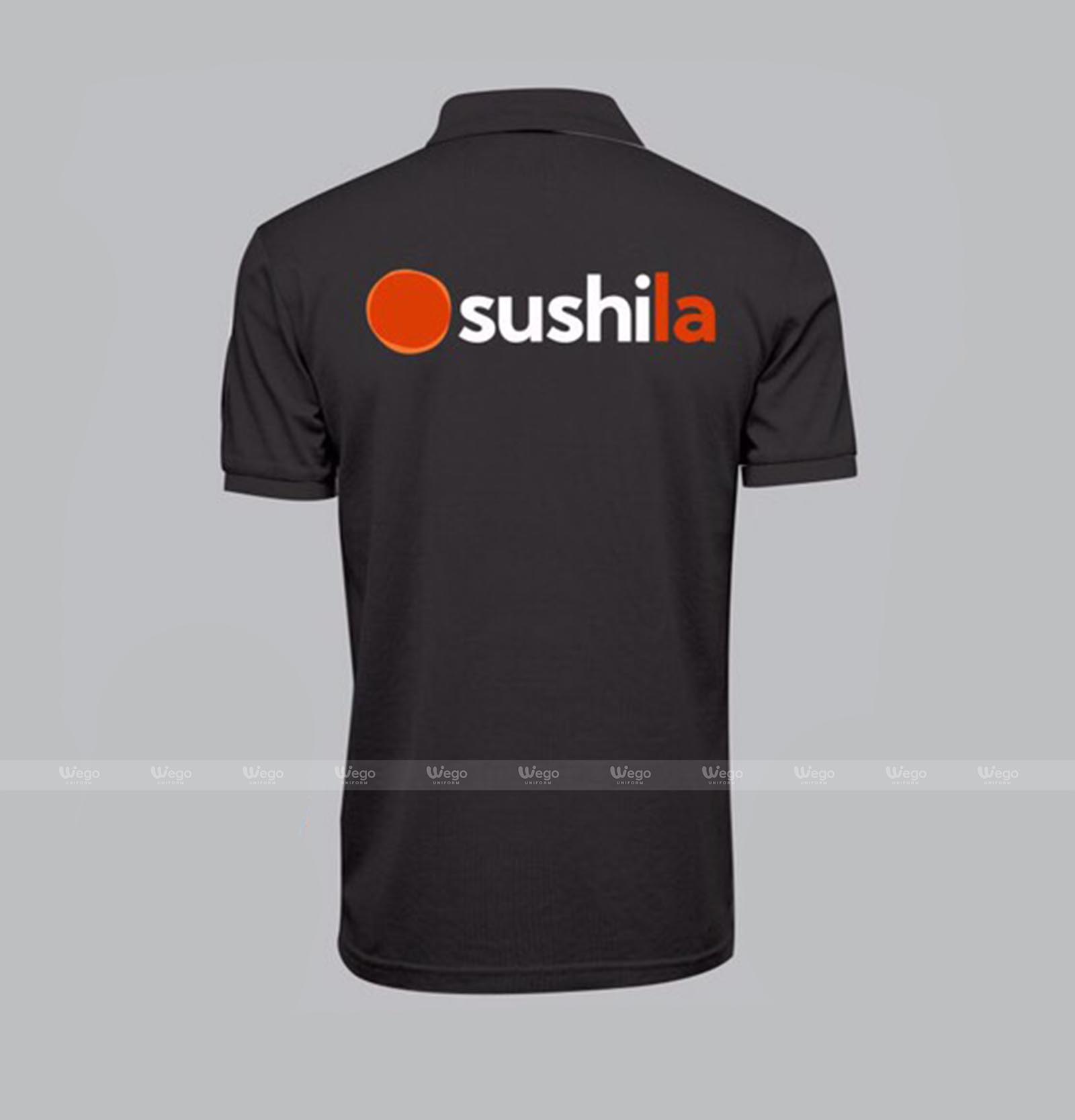 áo thun đồng phục màu đen mặt sau