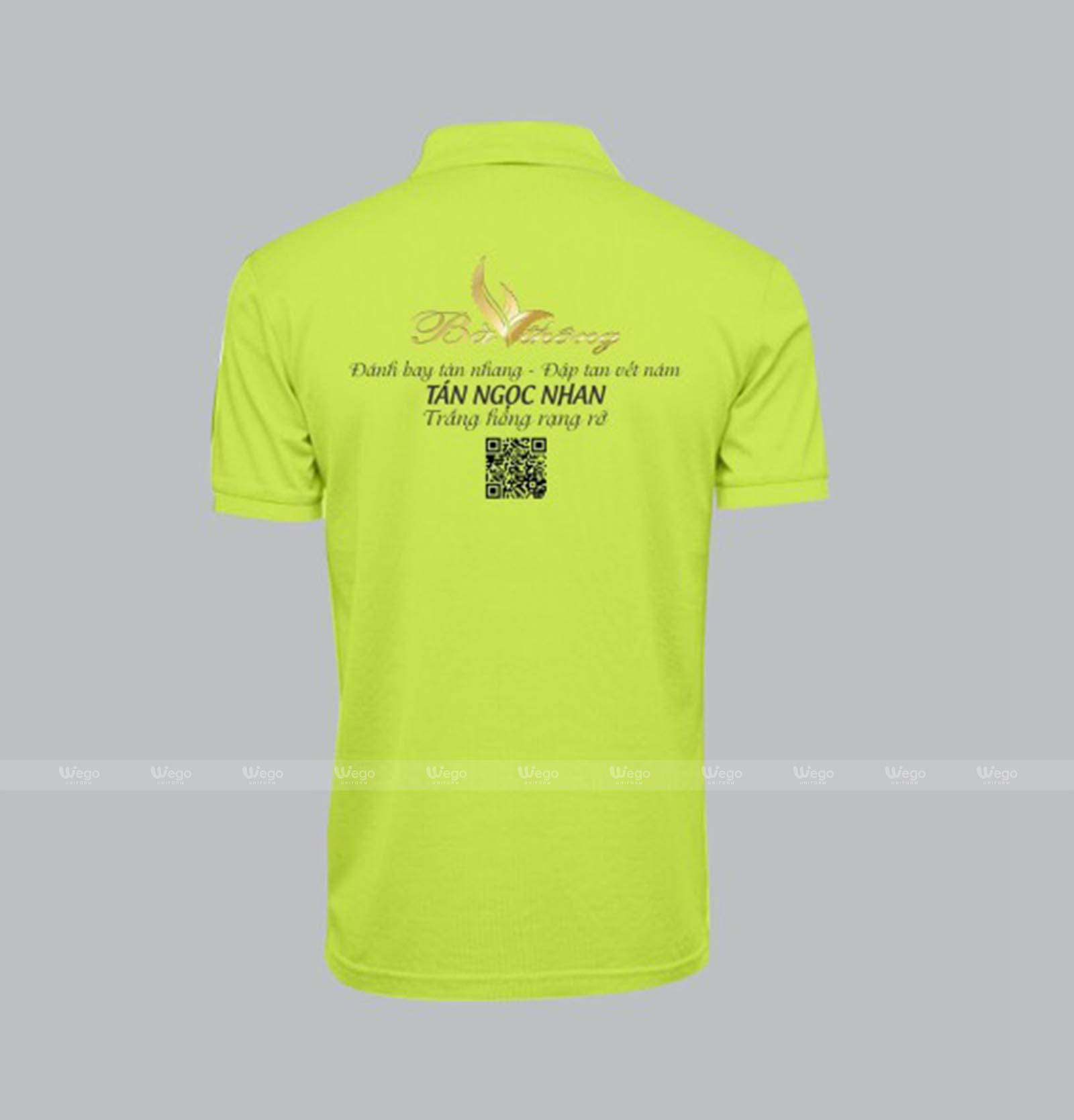 áo phông đồng phục xanh neon mặt sau