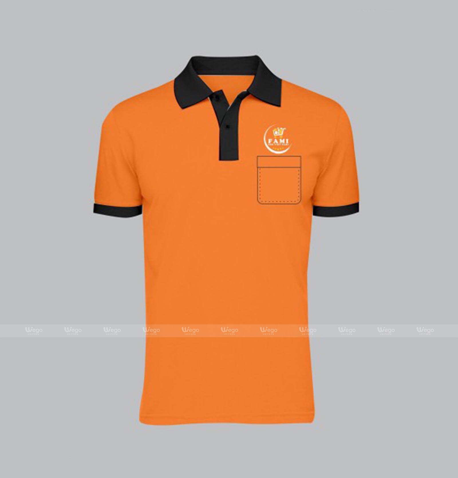 áo phông đồng phục cam đen