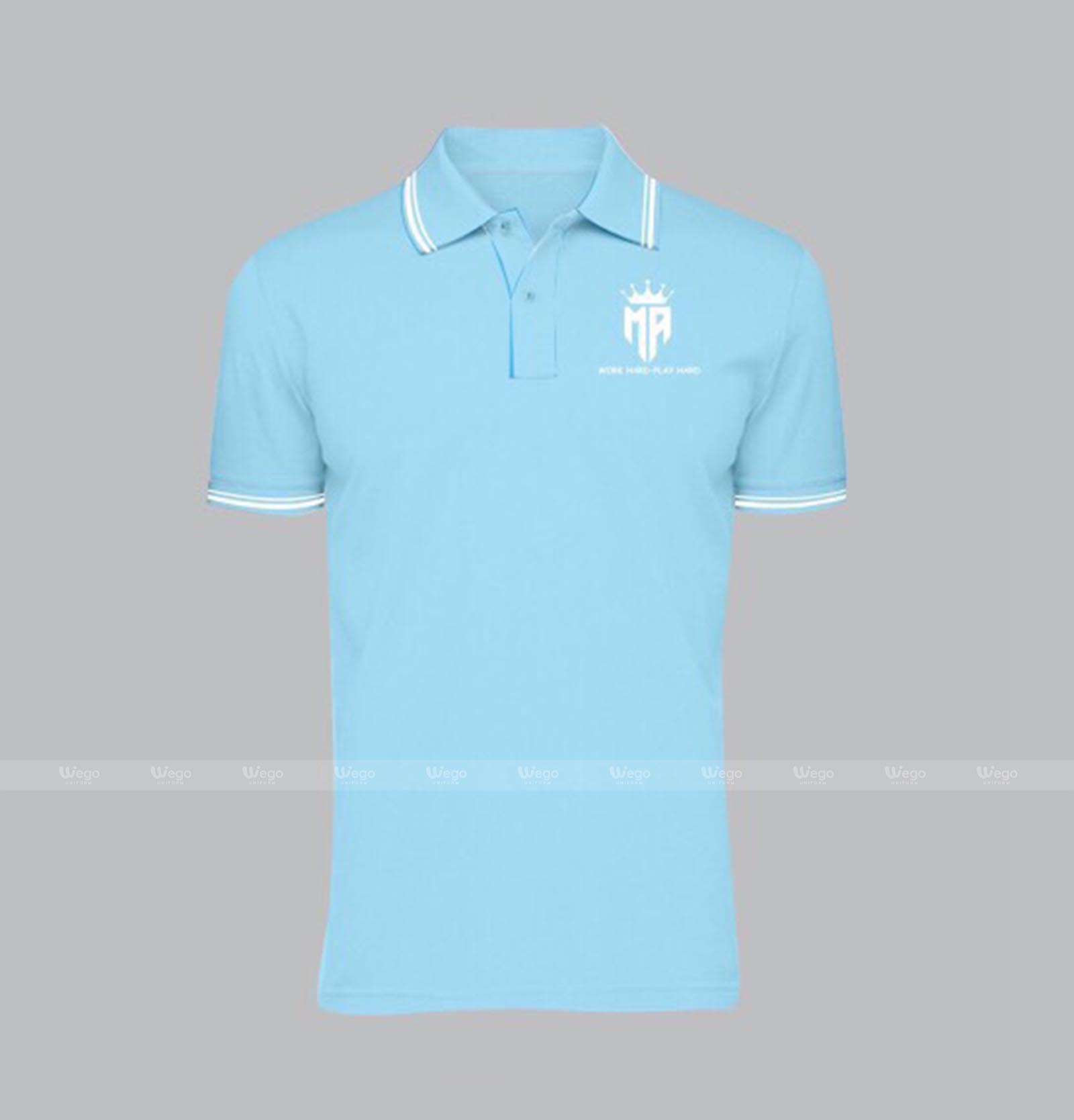 áo phông đồng phục xanh thiên thanh