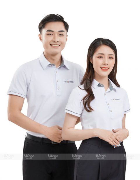 Áo phông đồng phục Subtle Polo màu trắng ảnh chính Áo phông đồng phục Subtle Polo màu trắng