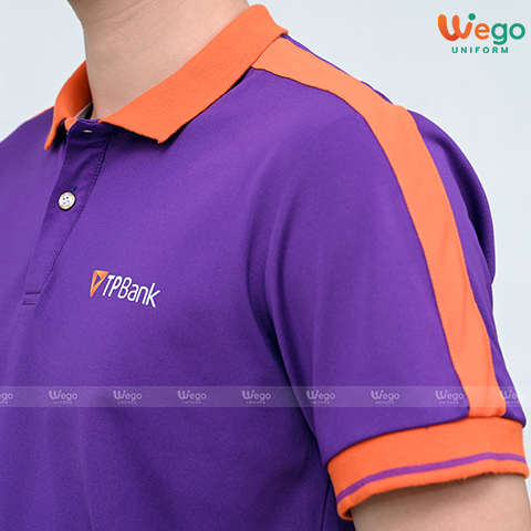 Áo phông đồng phục Strong Polo màu tím mặt trước