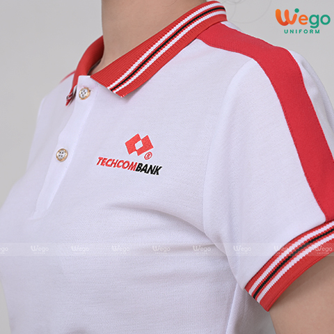 Áo phông đồng phục Strong Polo màu trắng mặt trước