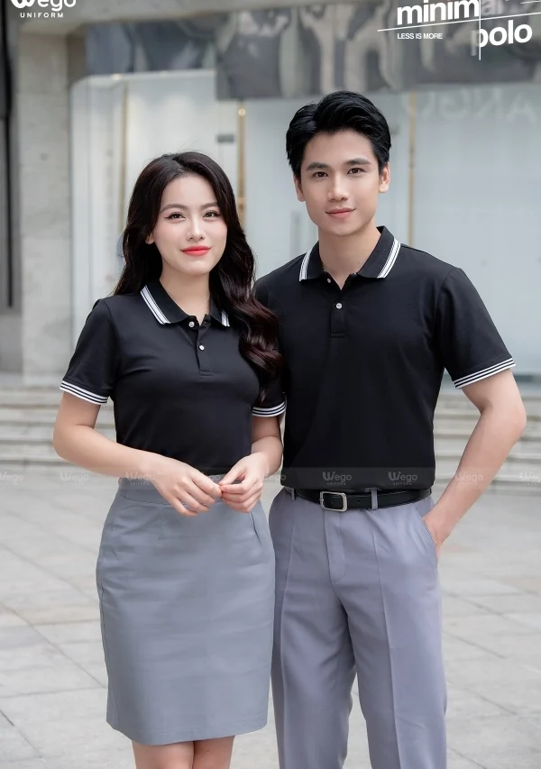 Áo phông thun đồng phục Minimal Polo: Màu đen 01