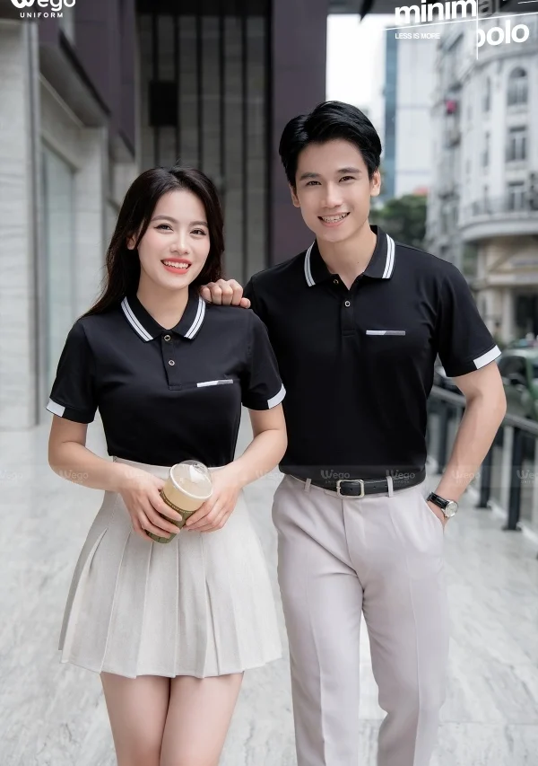 Áo phông thun đồng phục Minimal Polo: Màu đen 03
