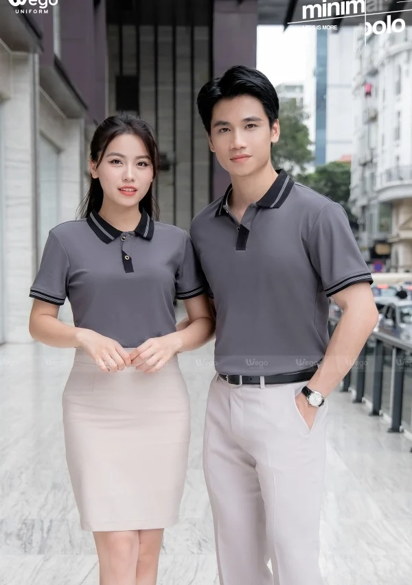 Áo phông thun đồng phục Minimal Polo: Màu ghi 03