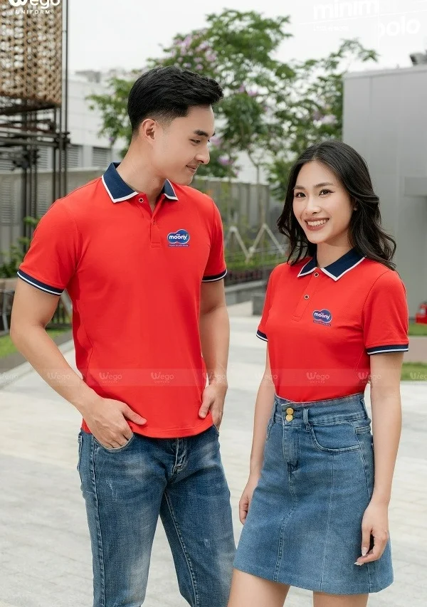 Áo phông thun đồng phục Minimal Polo: Màu đỏ tươi 02