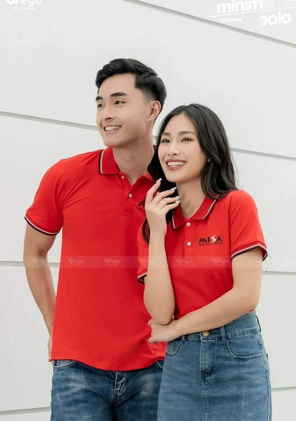 Áo phông thun đồng phục Minimal Polo: Màu đỏ tươi 05
