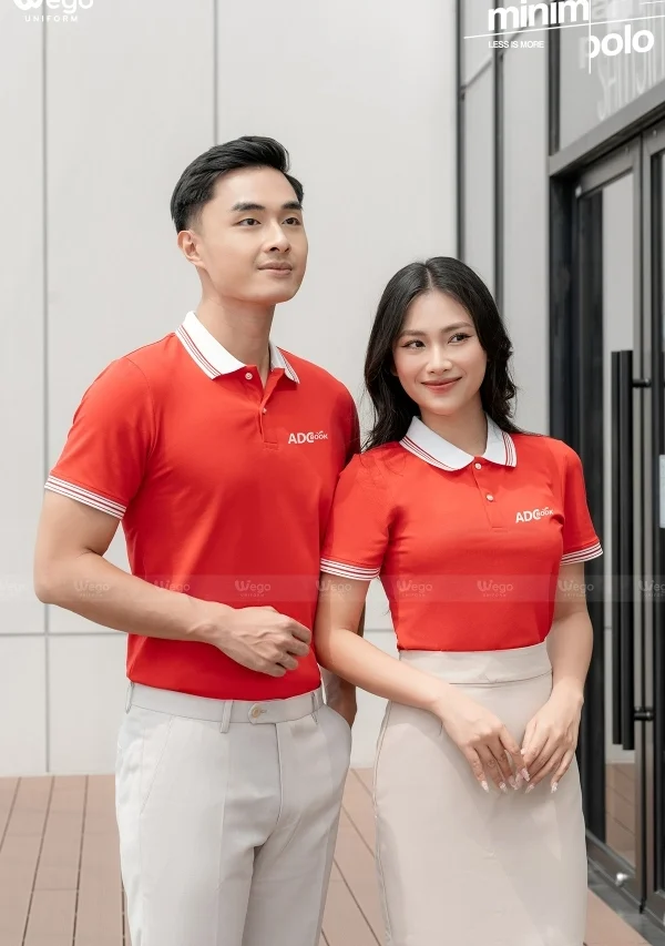 Áo phông thun đồng phục Minimal Polo: Màu đỏ tươi 03