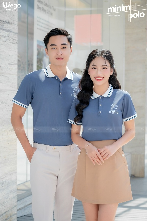 Áo phông thun đồng phục Minimal Polo: Màu xám xanh 01
