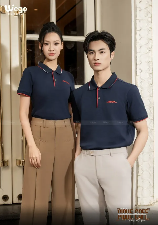 Áo thun phông đồng phục Pique Cafe - Màu xanh đen